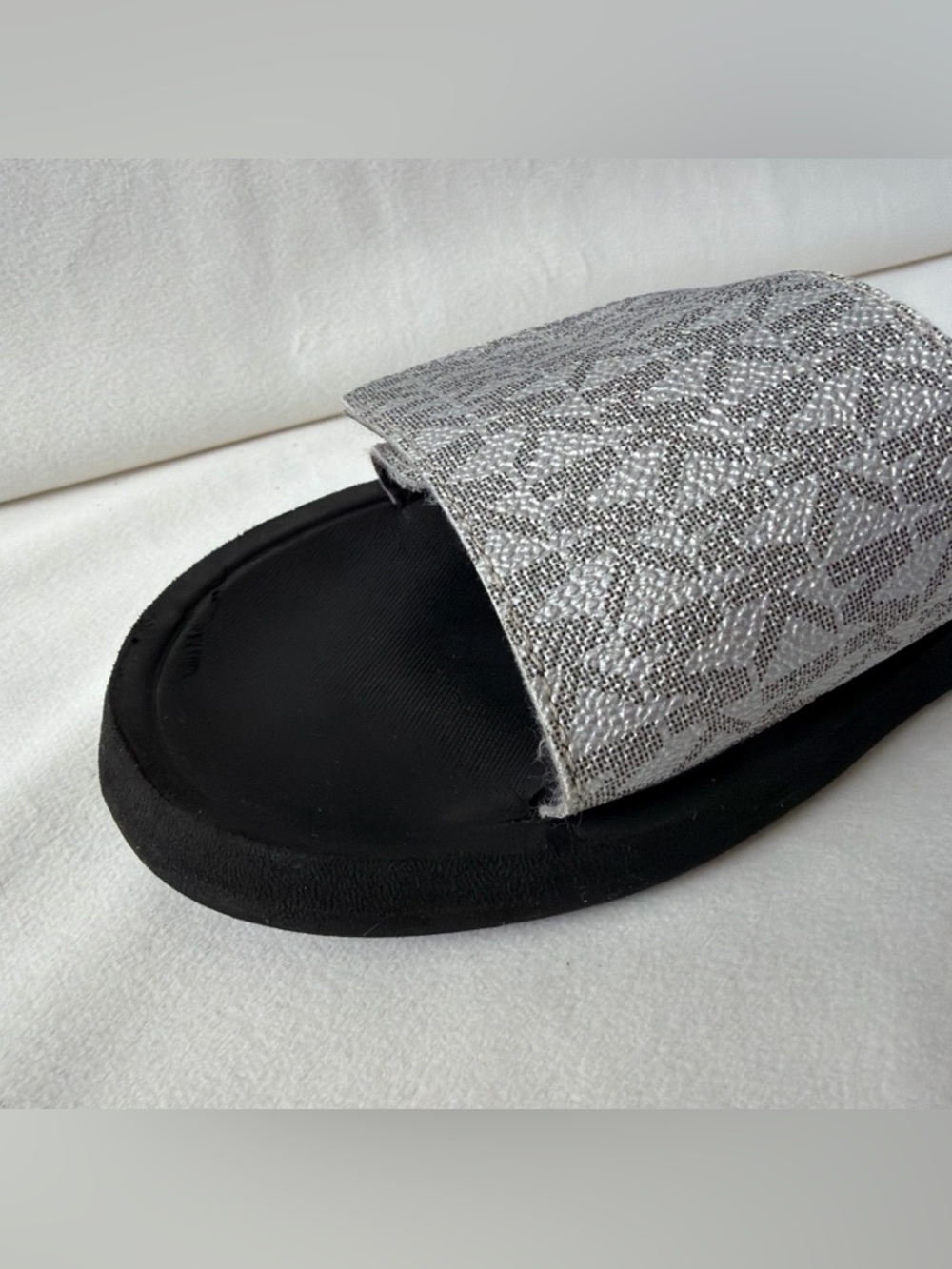 Michael Kors Silver Monogram Slide Sandals - Picture 7 of 11